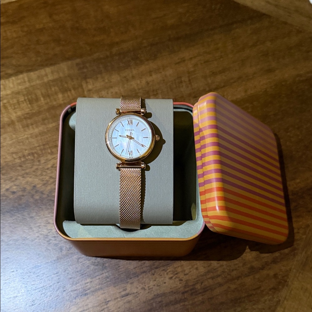 Fossil Women's Rose Gold Mesh Watch